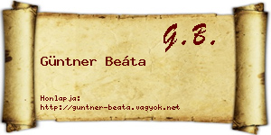 Güntner Beáta névjegykártya